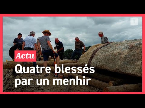 StoneBreizh à Carhaix. Une chaîne casse lors de la levée d'un menhir et fait quatre blessés